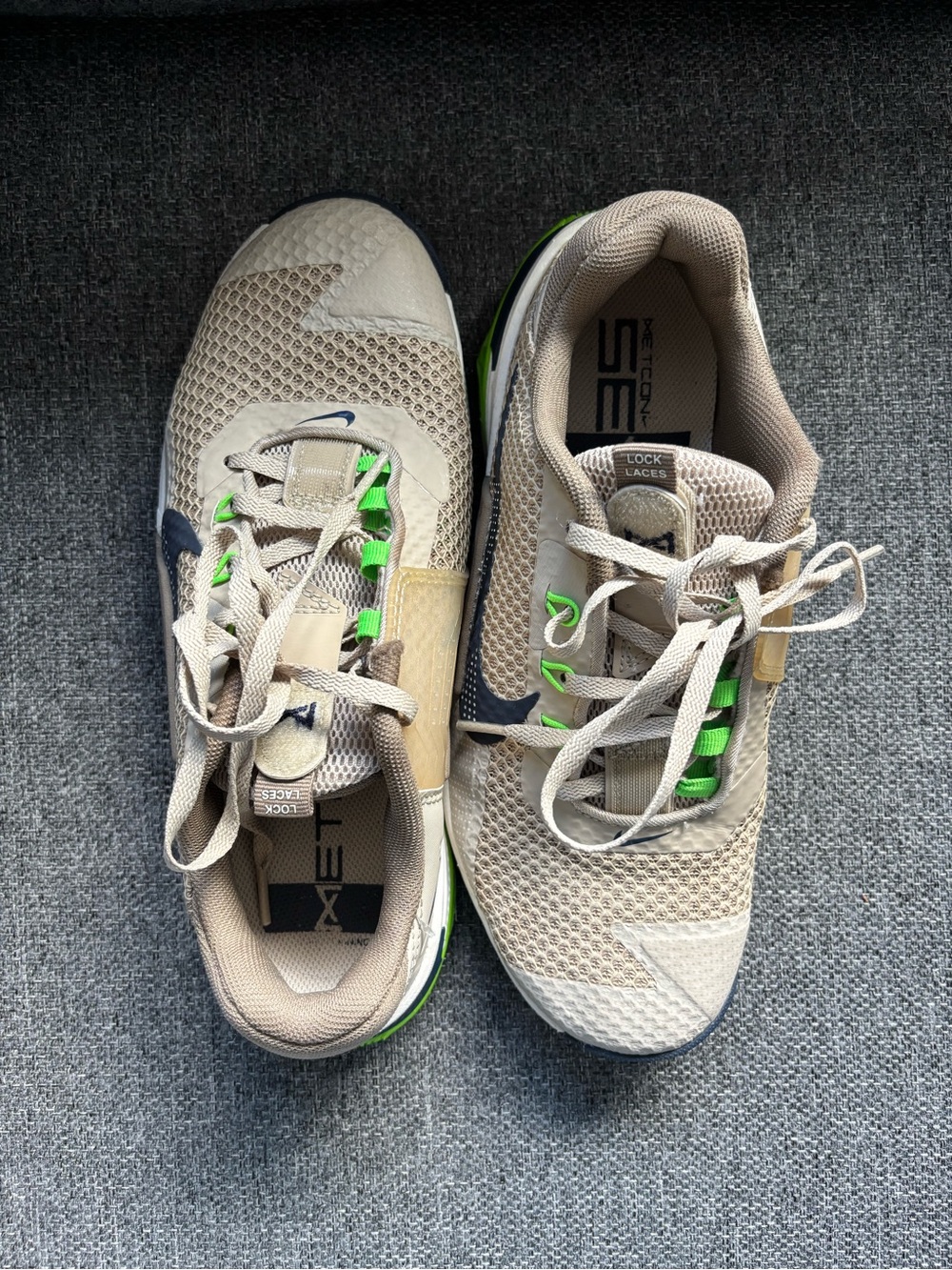 Nike Men’s Beige Sneakers with Neon Green Accents